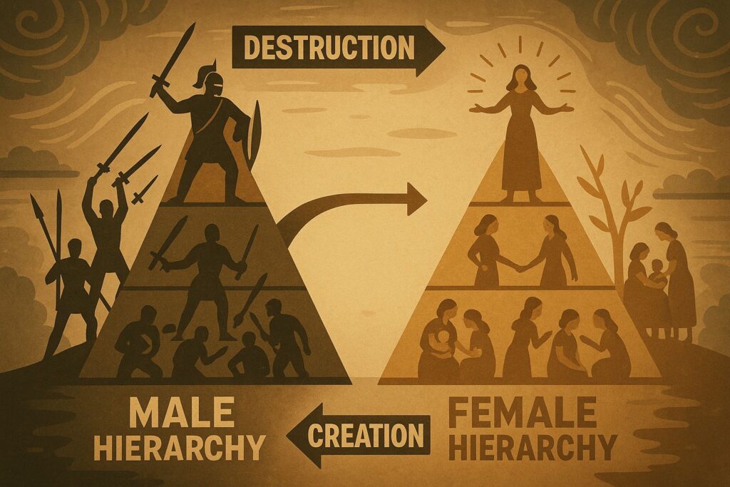 male and female hierarchies in symbolic comparison: destruction versus creation
