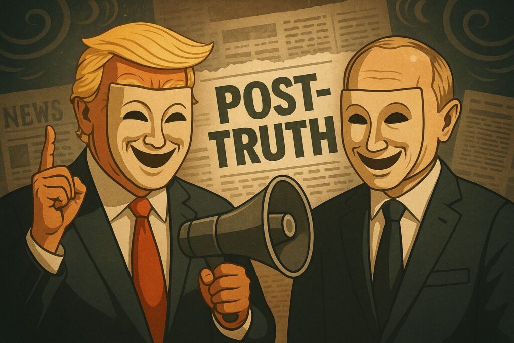 Дональд Трамп и Владимир Путин в эпоху постправды, символ манипуляций и проявление истины через разоблачение